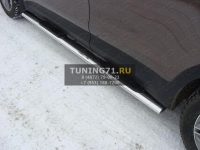 Пороги овальные с накладкой 120х60 мм Hyundai Santa Fe Grand 2014